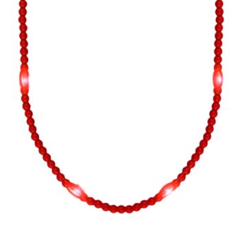 Opaque Round Still Light No Flash Red Beads Mardi Gras Light Up Necklaces