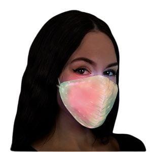USB Fiber Optic Light Up Multicolor Face Mask in White Cup Shaped Fabric All Products