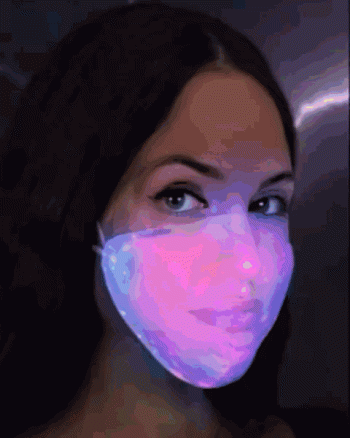 USB Fiber Optic Light Up Multicolor Face Mask in White Cup Shaped Fabric All Products
