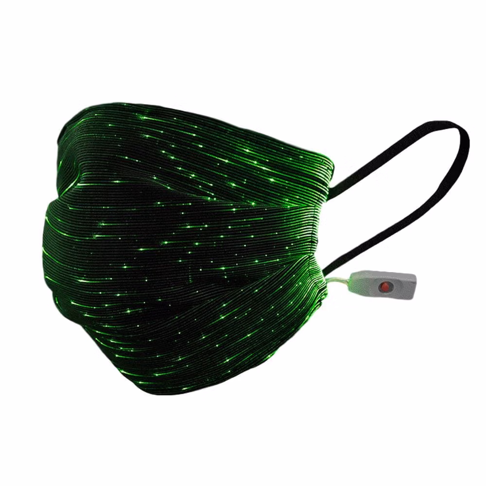 USB Fiber Optic Light Up Multicolor Face Mask in Black Rectangle Fabric All Products 8
