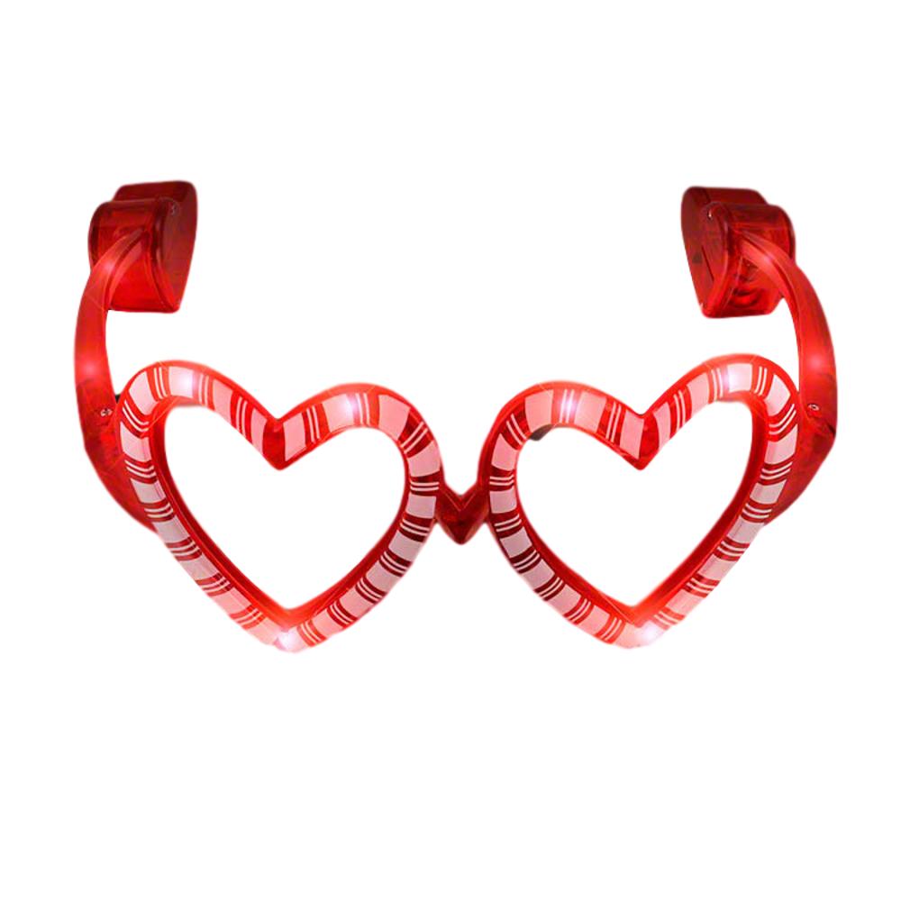 Light Up Jolly Hearts Shaped Candy Cane Christmas Valentines Sunglasses Red All Products