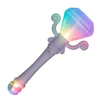 Color Changing Diamond Jewel Scepter Wand with Projecting Crystal Ball Christmas Light Up Wands