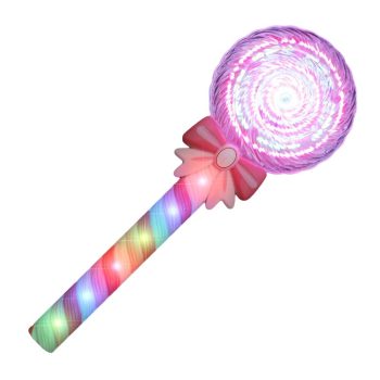 Light Up Spinning Candy Lollipop Swirl Wand Rainbow Multicolor