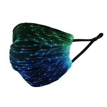 Battery Operated Fiber Optic Light Up Multicolor Face Mask in Black Rectangle Fabric All Products