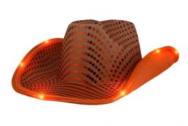 LED Flashing Cowboy Hat with Orange Sequins All Products