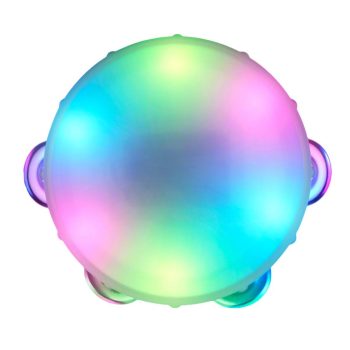 5 Inches Light Up Mini Multicolored Round Tambourine Rainbow Multicolor