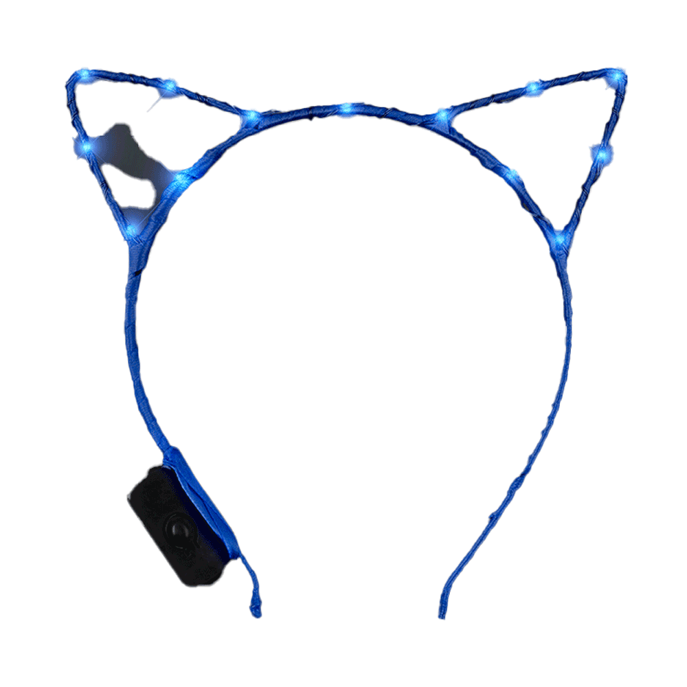 Blue LED Kitty Cat Ear Headband All Products 4
