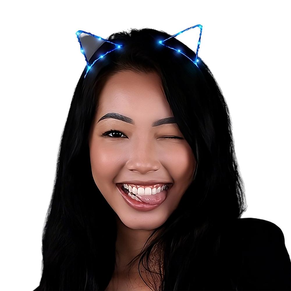 Blue LED Kitty Cat Ear Headband All Products 6