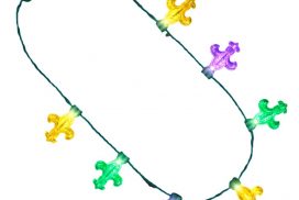 Mardi Gras Big Acrylic Fleur de Lis Bulbs LED Flashing String Charm Crewe Necklace All Products