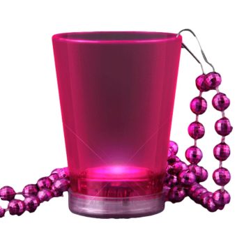 Light Up Pink Shot Glass on Pink Beaded Necklaces All Products