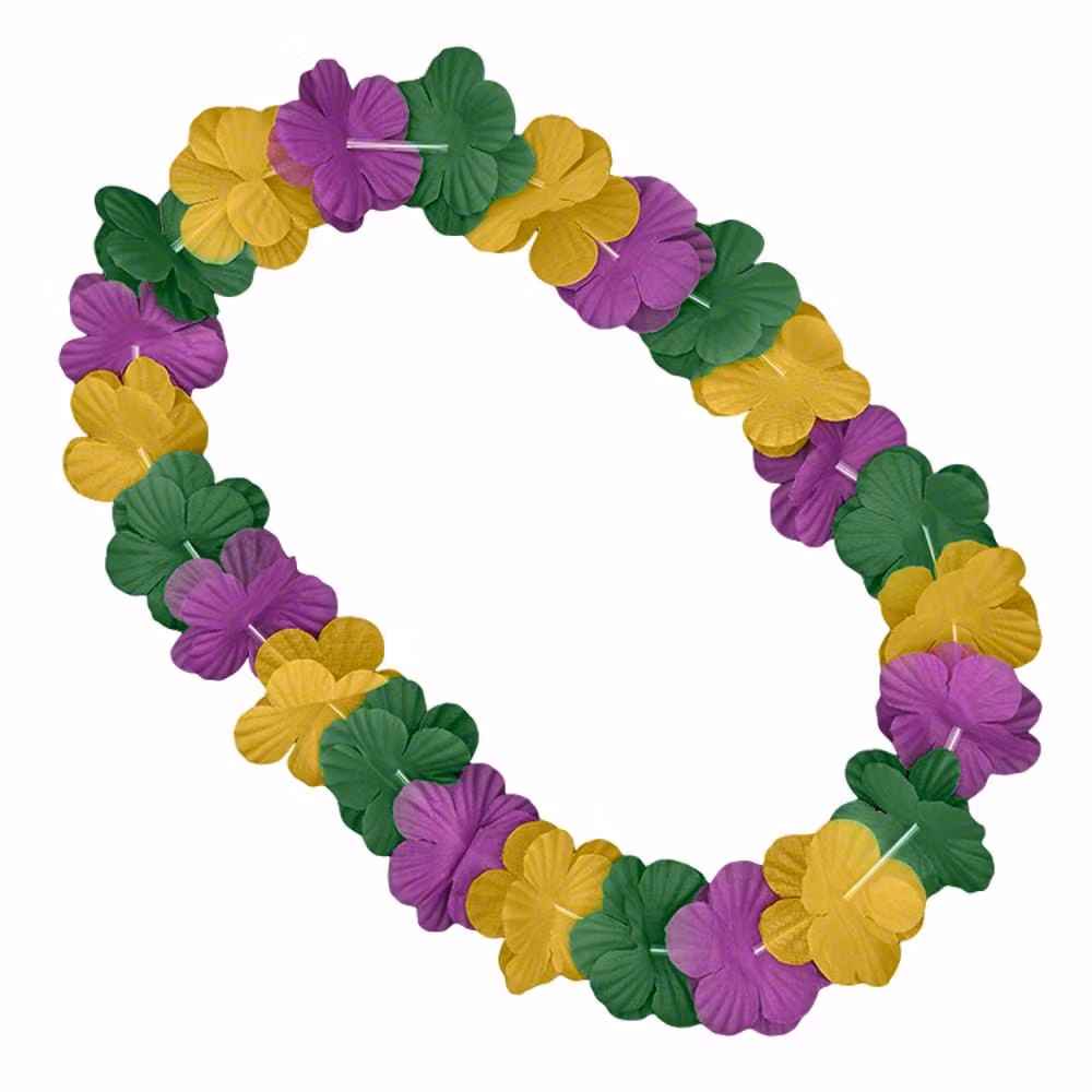Hawaiian Flower Mardi Gras Lei Necklace Purple Green Gold All Products 3
