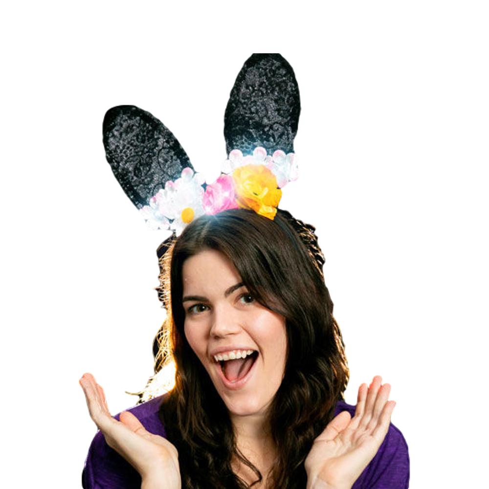 Light Up Sassy Sexy Black Lace Flower Bunny Ears All Products 3