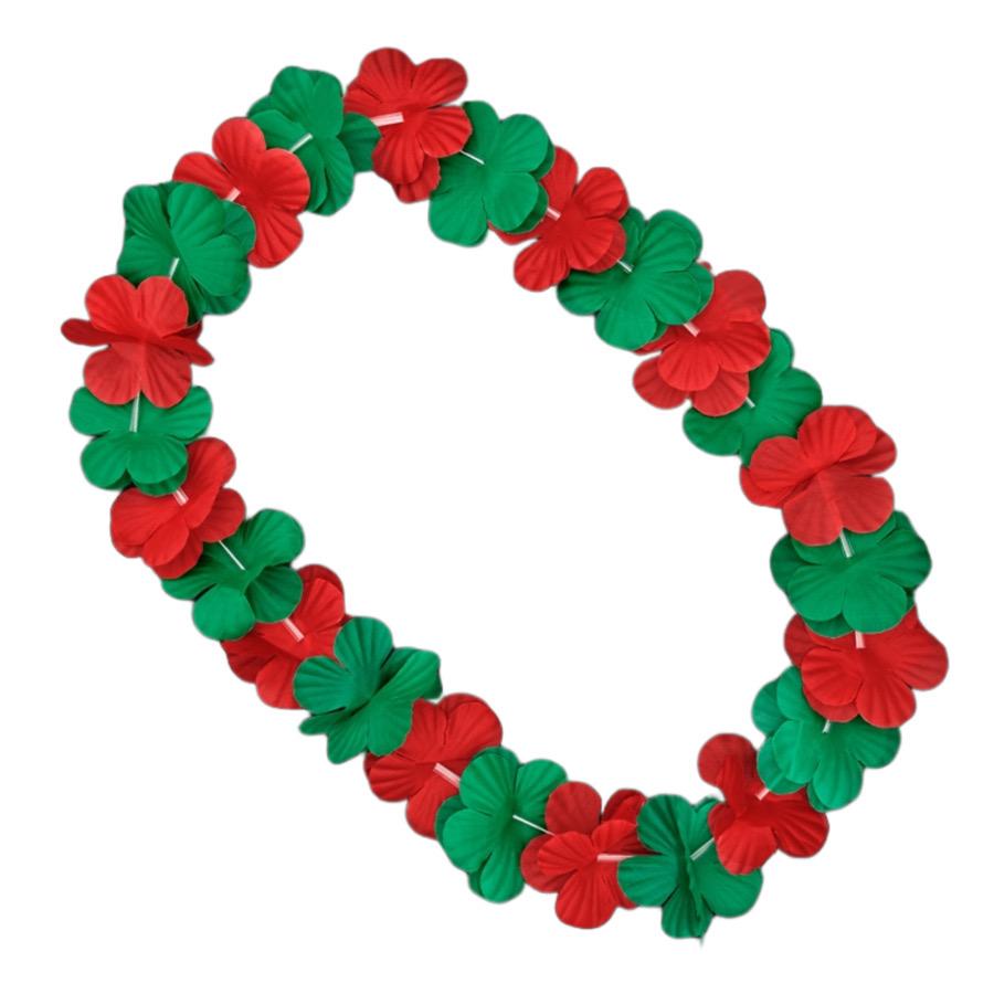Non Light Up Hawaiian Flower Christmas Lei Necklace Red Green All Products 3