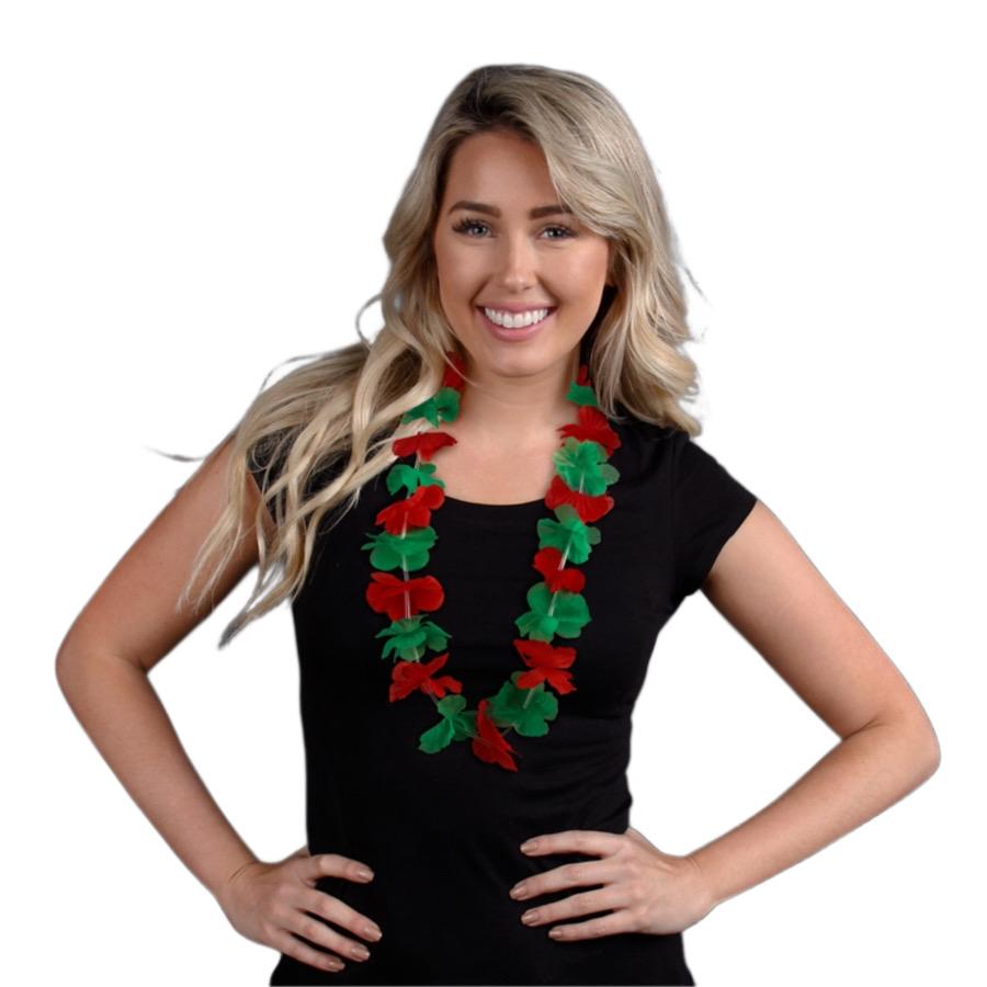 Non Light Up Hawaiian Flower Christmas Lei Necklace Red Green All Products 6