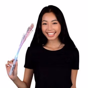 Patriotic Fiber Optic Wand with Red White Blue LEDs 2 Inch Glow Sticks