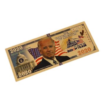 2020 President Joe Biden All Aboard Biden Train 24k Gold Plated Bill Collectible Fake Banknotes for Decoration 24K Gold and Silver Plated Replica Bills
