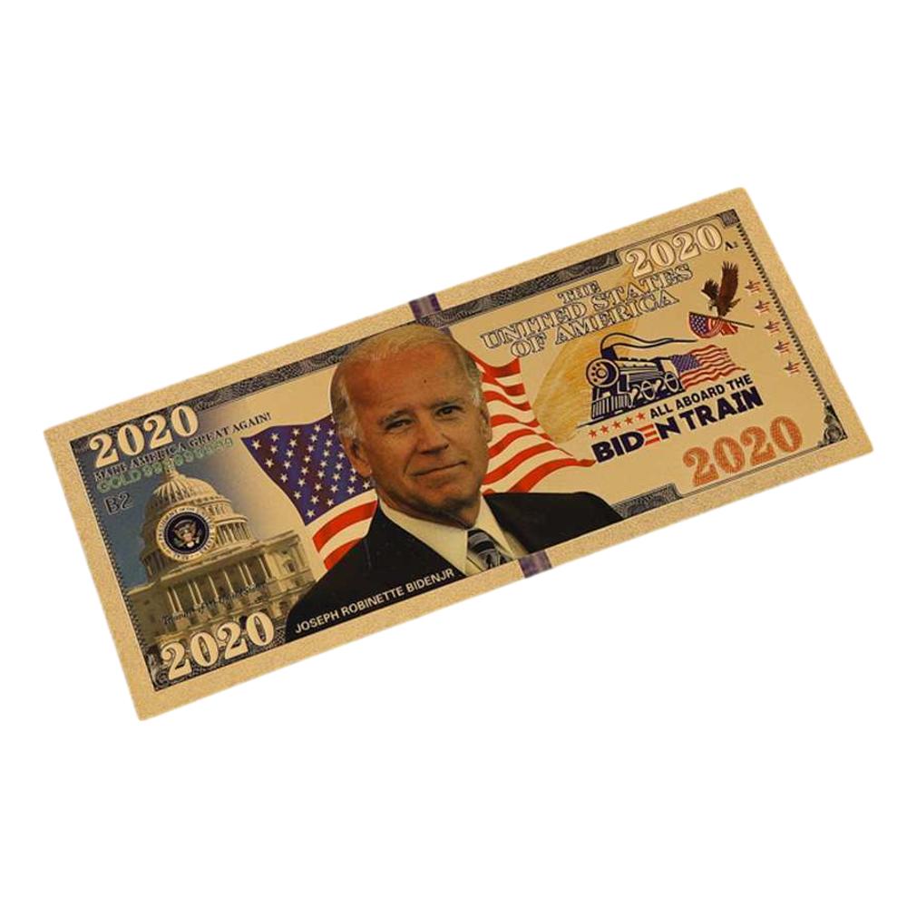 2020 President Joe Biden All Aboard Biden Train 24k Gold Plated Bill Collectible Fake Banknotes for Decoration 24K Gold and Silver Plated Replica Bills 3