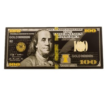 24K Gold Black Plated 100 Dollar Bill Replica Paper Money Currency Banknote Art Commemorative Collectible Holiday Decoration 24K Gold and Silver Plated Replica Bills