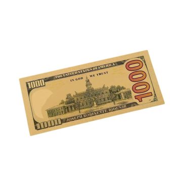 Smile 1000 Fake Dollar Gold Foil President Joe Biden 24k Gold Plated Bill Collectible Banknotes for Decoration 24K Gold and Silver Plated Replica Bills