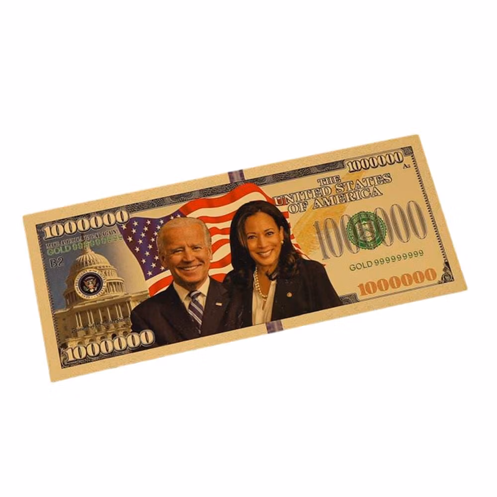 Joe Bidden Kamala Harris Tandem 24k Gold Plated Bill Collectible Banknotes for Decoration 24K Gold and Silver Plated Replica Bills 3