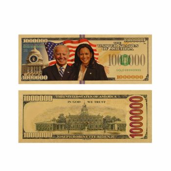 Joe Bidden Kamala Harris Tandem 24k Gold Plated Bill Collectible Banknotes for Decoration 24K Gold and Silver Plated Replica Bills