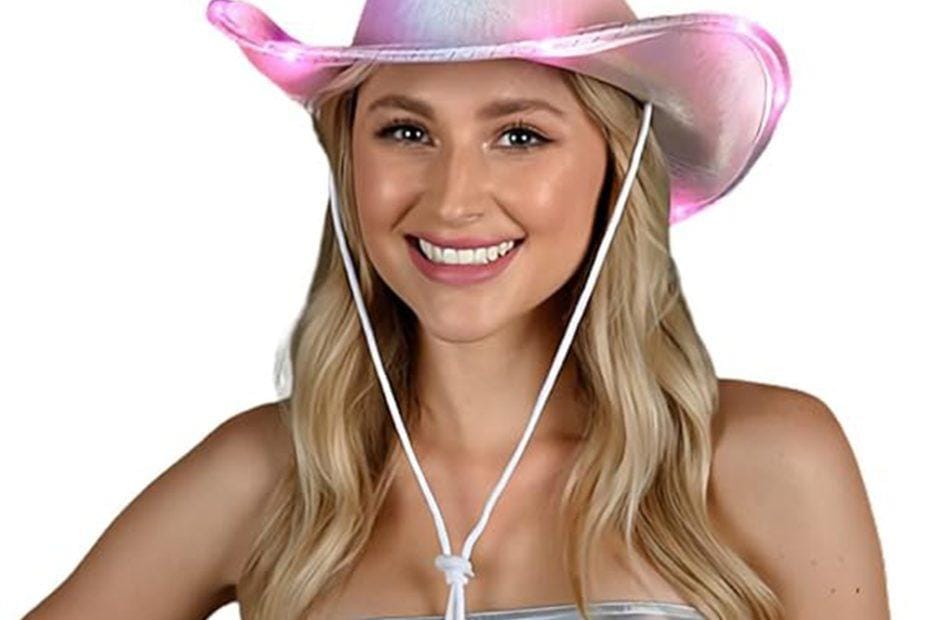 Light Up Glorious Luminous Sheen Metallic Cowboy Space Cowgirl Hat Pink LED All Products