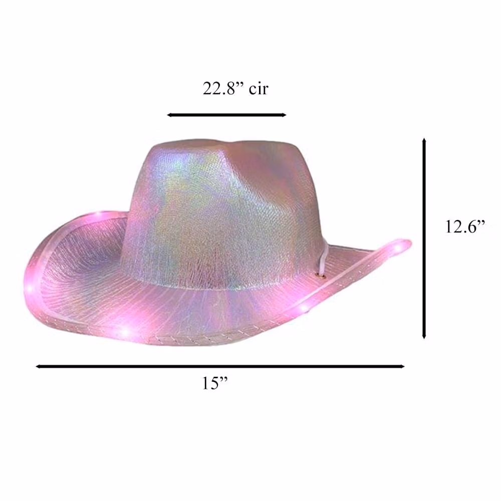 Light Up Glorious Luminous Sheen Metallic Cowboy Space Cowgirl Hat Pink LED Pack of 3 All Products 7