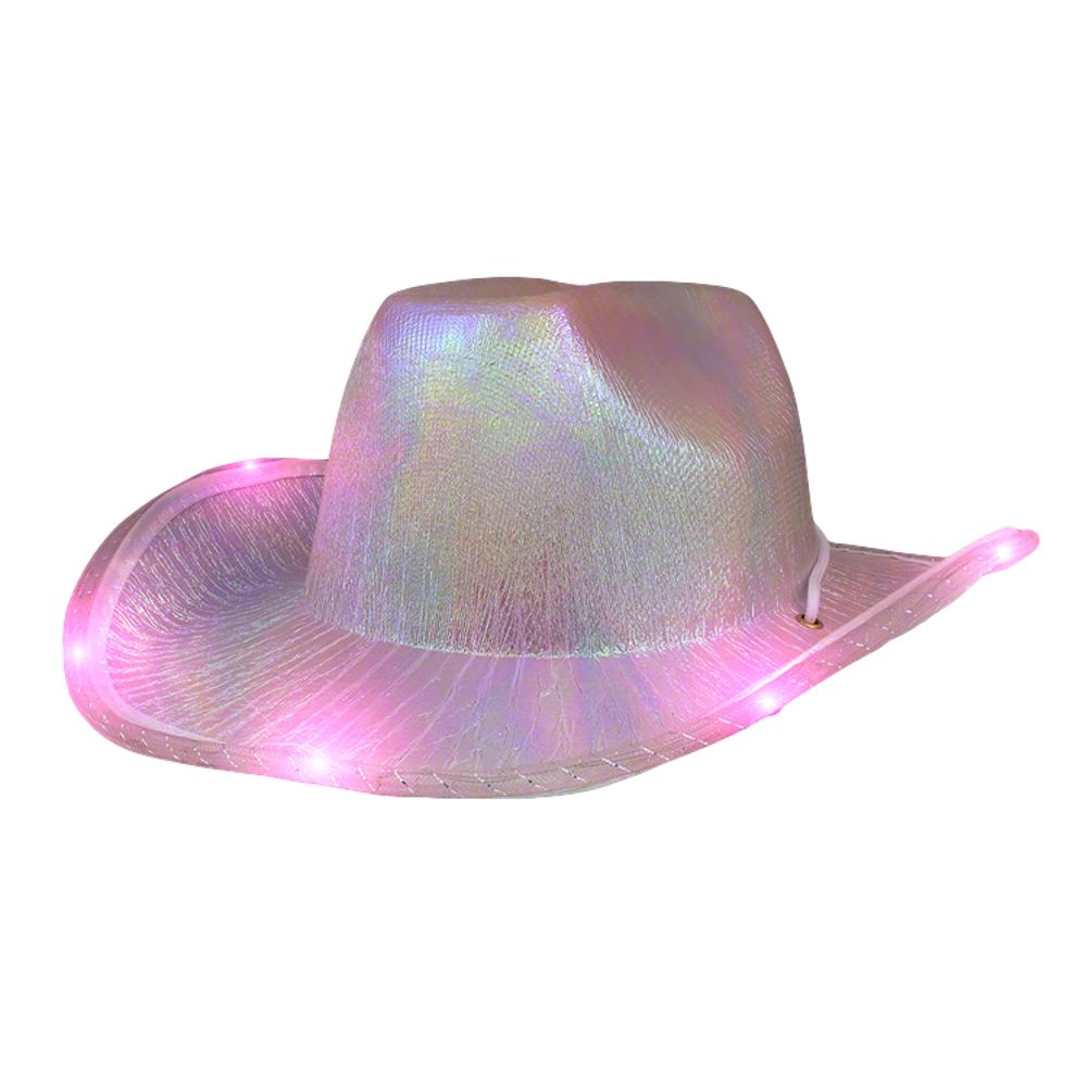 Light Up Glorious Luminous Sheen Metallic Cowboy Space Cowgirl Hat Pink LED All Products