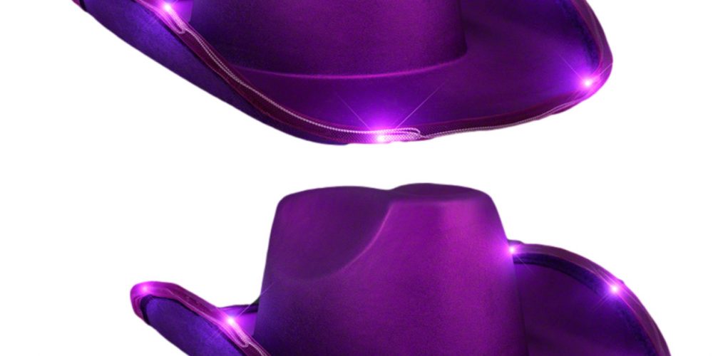 Light Up Shiny Satin Metallic Space Cowboy Hat Purple Pack of 2 All Products