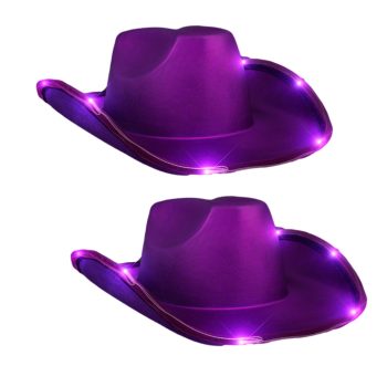 Light Up Shiny Satin Metallic Space Cowboy Hat Purple Pack of 2 All Products