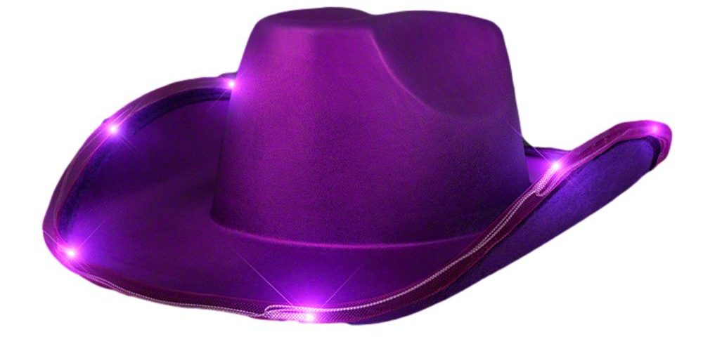 Light Up Shiny Satin Metallic Space Cowboy Hat Purple All Products