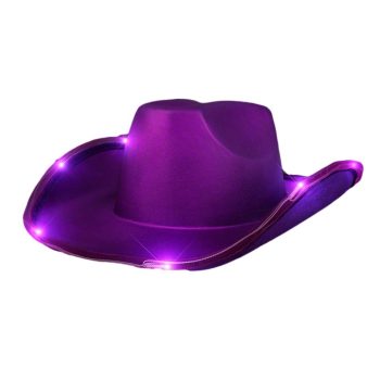 Light Up Shiny Satin Metallic Space Cowboy Hat Purple Clubs, Concerts, Festivals, Disco