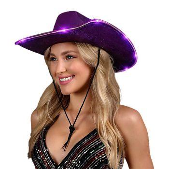 Light Up Shiny Satin Metallic Space Cowboy Hat Purple All Products