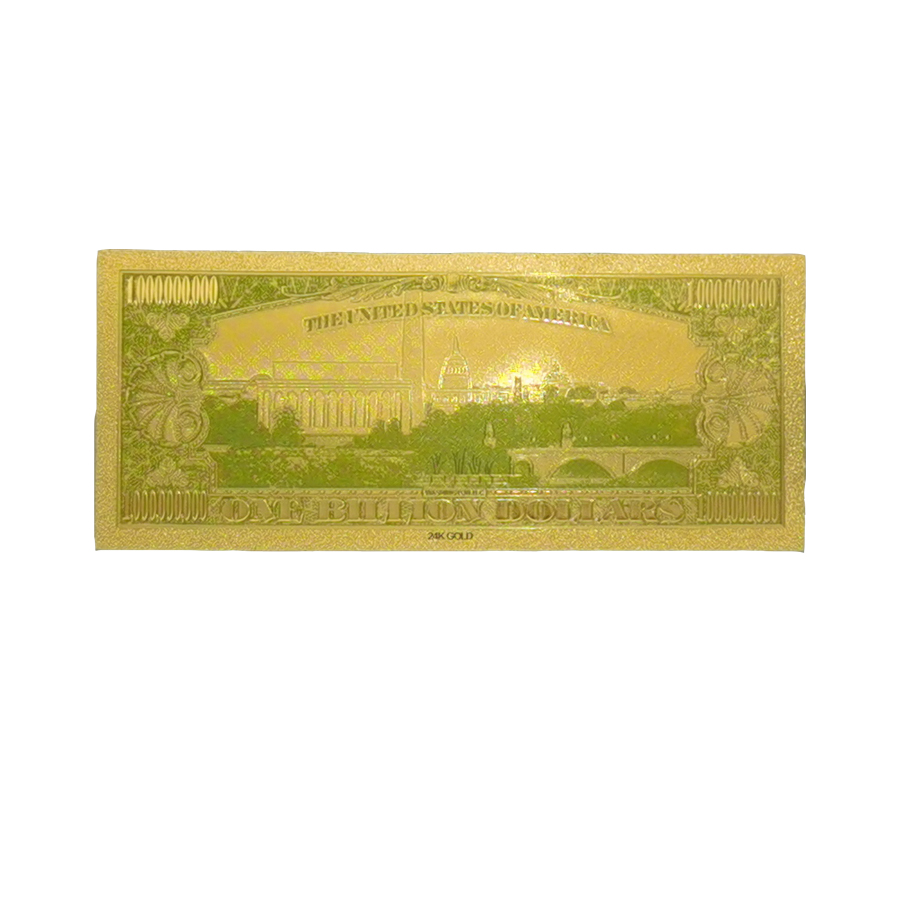 One Billion US Dollars 24K Gold Plated Collectible Fake Banknotes for Decoration 24K Gold and Silver Plated Replica Bills 4