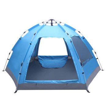 3 to 4 Persons Waterproof Double Door and Window Compact Family Tent for Camping Overnight and other Outdoor Activities UV Protection Blue All Products
