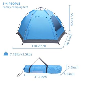 3 to 4 Persons Waterproof Double Door and Window Compact Family Tent ...