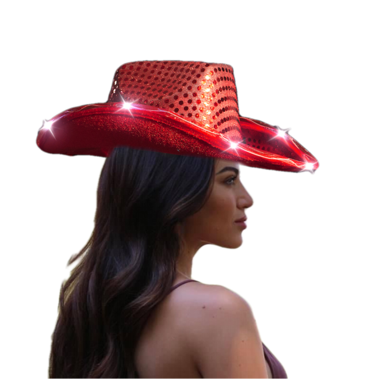 LED Flashing Cowboy Hat with Red Sequins Pack of 2 4th of July 5