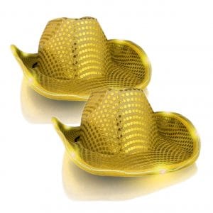LED Flashing Cowboy Hat with Gold Sequins Pack of 2 All Products