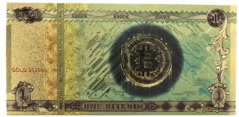 One Bitcoin 24K Gold Plated Foil Banknote Collectors Bill  Non-currency Replica Art Collection All Products