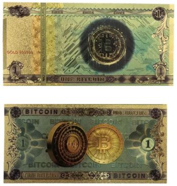 One Bitcoin 24K Gold Plated Foil Banknote Collectors Bill  Non-currency Replica Art Collection All Products
