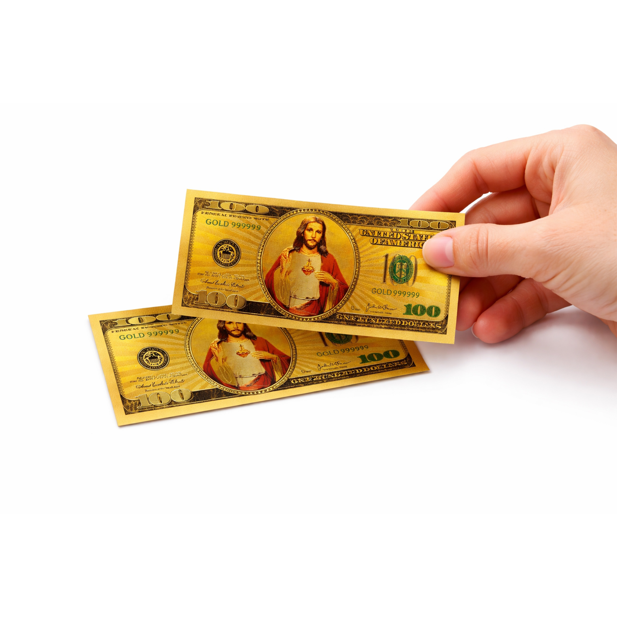 Jesus Christ Image in One Hundred Dollars 24k Gold Plated Bill Collectible Banknotes for Decoration 24K Gold and Silver Plated Replica Bills Jesus Christ Image in One Hundred Dollars 24k Gold Plated Bill Collectible Banknotes for Decoration 24K Gold and Silver Plated Replica Bills 7
