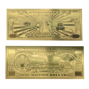 Miss Lady Liberty 1 Million Dollars Original 24K Gold Plated Bill Collectible Banknotes for Decoration 24K Gold and Silver Plated Replica Bills 3