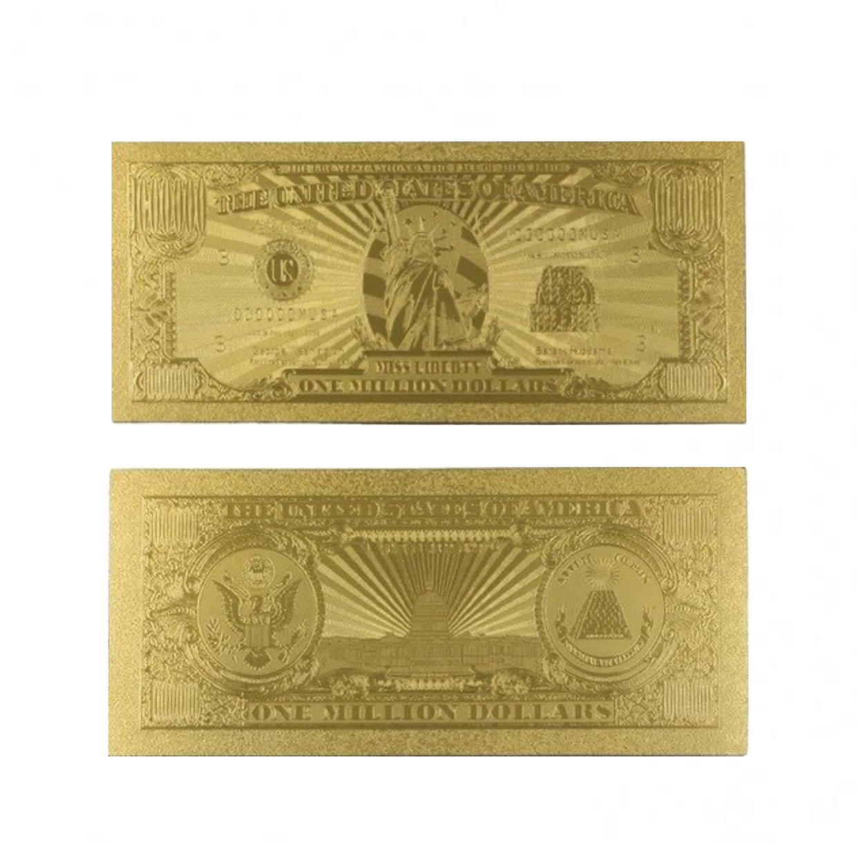 Miss Lady Liberty 1 Million Dollars Original 24K Gold Plated Bill Collectible Banknotes for Decoration 24K Gold and Silver Plated Replica Bills 5