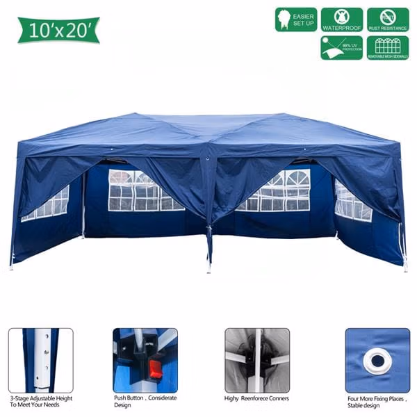 Outdoor Pop up Gazebo 3 x 6m Folding Tent Four Windows Blue All Products 3