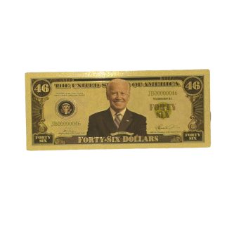 US President Joe Biden Forty Six Dollars 24k Gold Plated Bill Collectible Banknotes for Decoration 24K Gold and Silver Plated Replica Bills