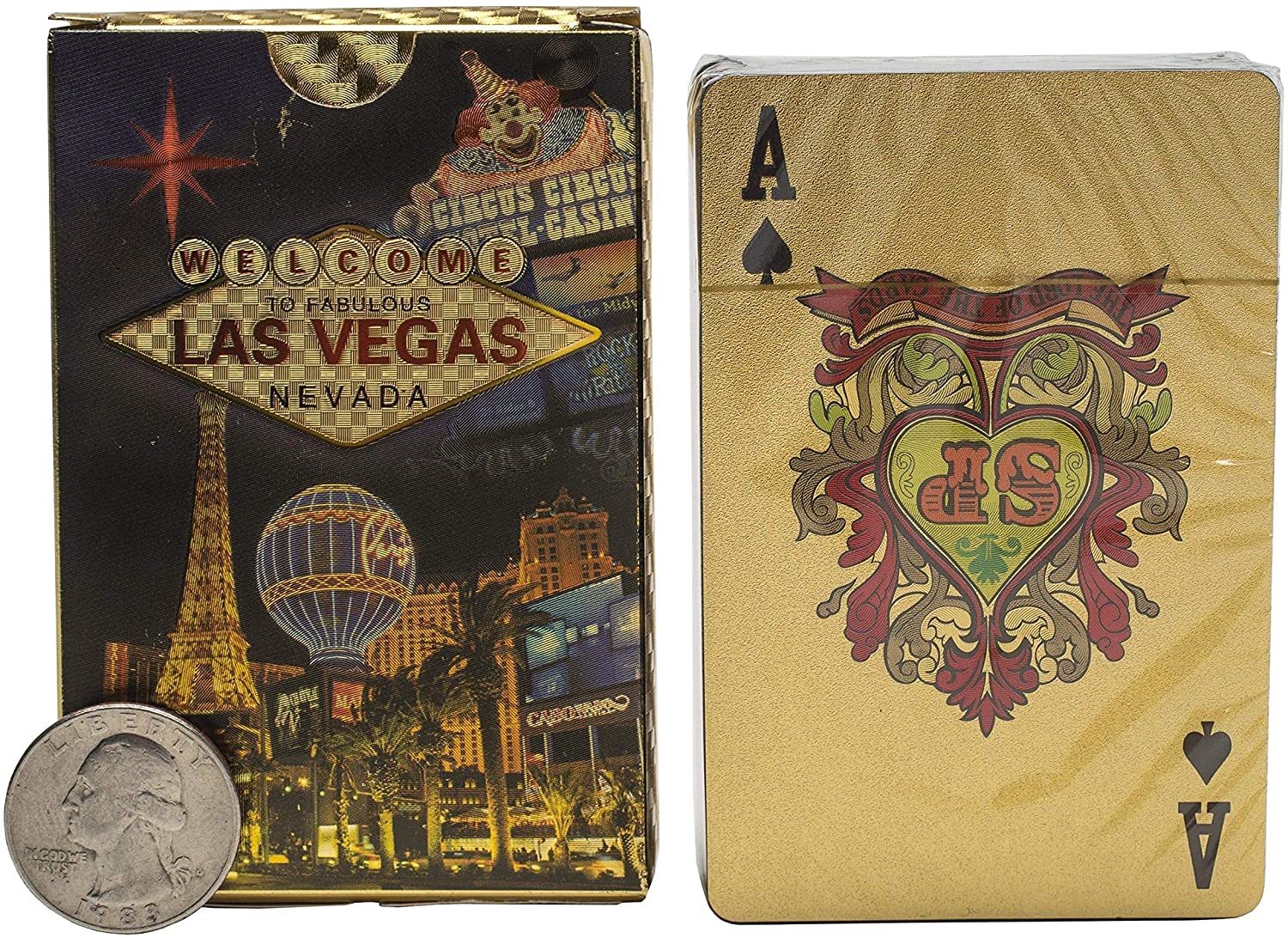 Welcome to Fabulous Las Vegas Nevada 24k Gold Foil Plated Waterproof Playing Cards 24K Gold and Silver Plated Replica Bills 5