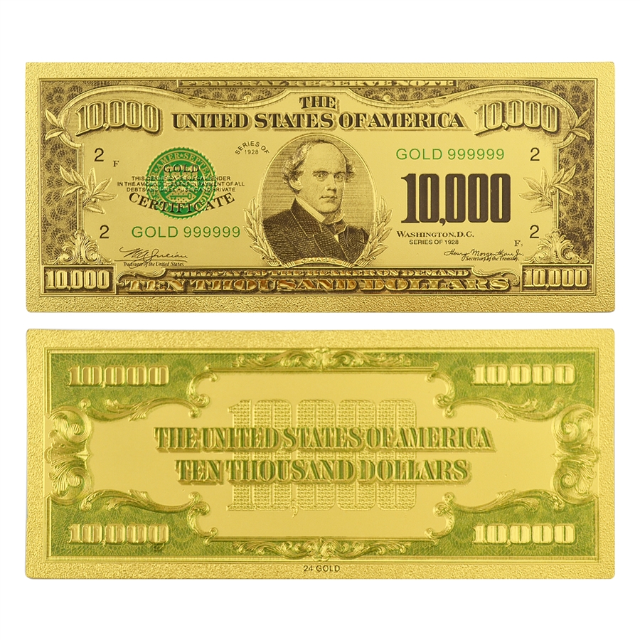 Set of 14  Commemorative Mega Billion 24K Gold Plated US Dollar Fake Banknotes Timeless Collection Protector Sold Separately 24K Gold and Silver Plated Replica Bills 7