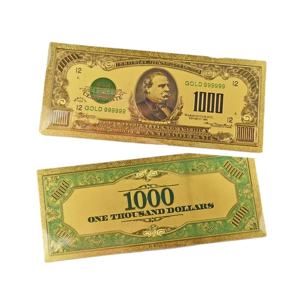 Mega Max 24K Gold Plated US Dollar Fake Banknotes Set of 13 Timeless Collection Protector Sold Separately 24K Gold and Silver Plated Replica Bills 8