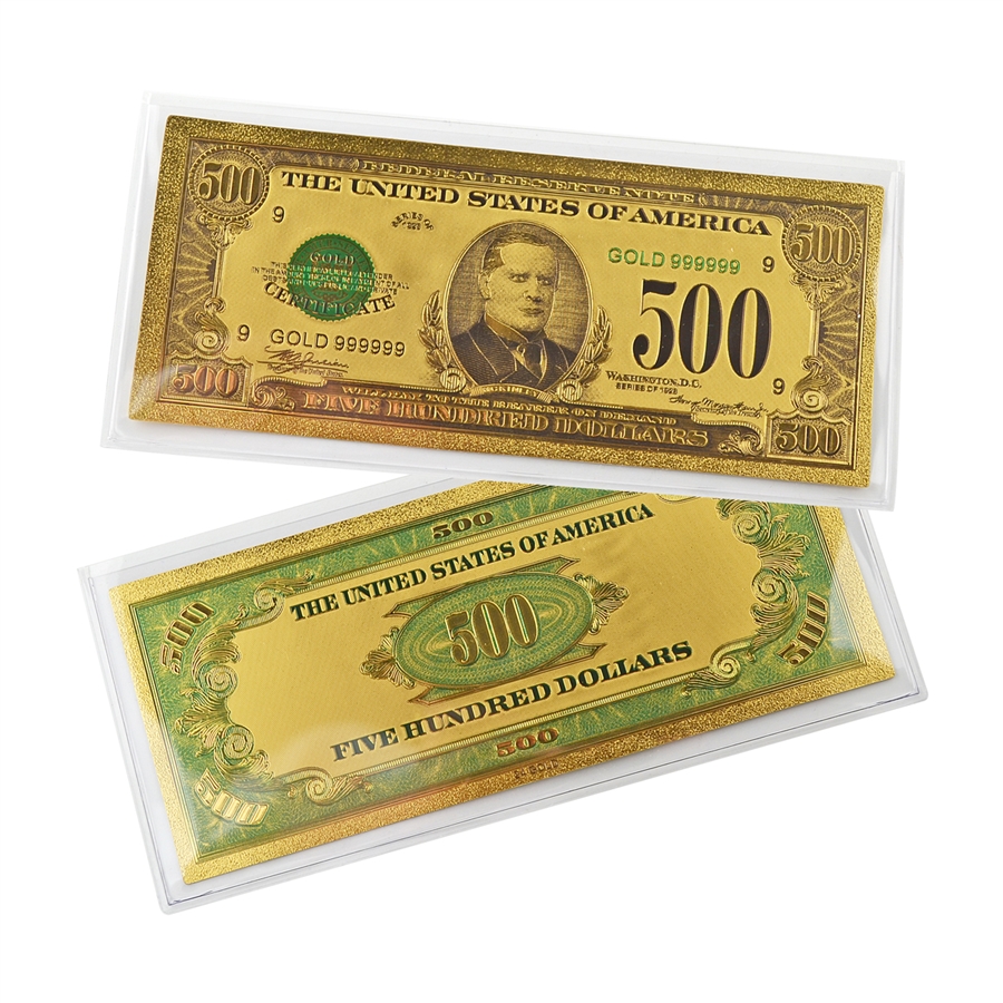 Mega Max 24K Gold Plated US Dollar Fake Banknotes Set of 13 Timeless Collection Protector Sold Separately 24K Gold and Silver Plated Replica Bills 9
