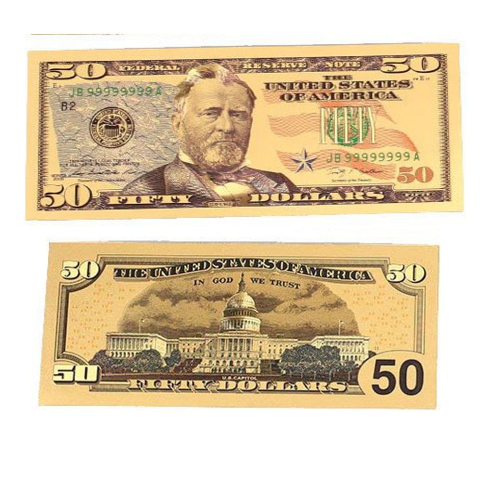 Mega Max 24K Gold Plated US Dollar Fake Banknotes Set of 13 Timeless Collection Protector Sold Separately 24K Gold and Silver Plated Replica Bills 11